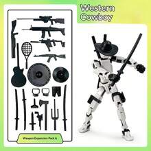 全新多关节可动人偶，时尚酷炫的西部牛仔造型，益智拼图组装模型 - 彩色 - 查看 12