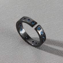 Geometric Aqua Gemstone Ring: Adjustable Statement Piece With Dainty Crystal Accents - Black - View 9