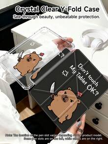 The One Holding The Knife, Capybara, Don't Touch My Tablet! Tablet Case Compatible With Air 11-Inch M3 2025 / M2 2024, Air 5th Generation 2022 , (A16) 11 Inch 11th Generation 2025,Compatible With Samsung Galaxy Tab,Kindle Paperwhite 12th Gen 2024, Clear Back ,Fashion Pattern Protective Case,Automatic Sleep And Wake-Up Function, Airbag Protection, Suitable For Gifts And Office Use - Multicolor - View 4
