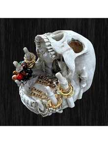 Gothic Skull Jewelry Storage Box Display Stand - Jewelry Box For Storing Rings, Necklaces, Bracelets, Home Bedroom Vanity Decor, Gift - Multicolor - View 9