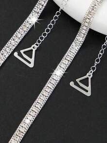 2Pcs/Pair Women's Rhinestone Bra Straps,Bra Straps,Rhinestone Shoulder Chain/Body Chain,Adjustable Length,Non-Tarnish,Shiny,Elegant,Sexy,For Wedding/Bar/Party/Beach/Date,Valentine's Day Gift - Silver - View 2