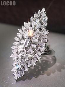 1枚精美立方氧化锆戒指，女士适用，适合婚礼、订婚、周年纪念、派对、情人节等场合佩戴。 - 2# - 查看 9