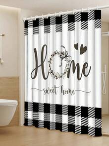 1. Black & White Shower Curtain Set, Cozy Home Bathroom Set\N2. Country Plaid Bathroom Shower Curtain Set With Rug, Includes Bath Mat And Toilet Mat Set - A - View 9
