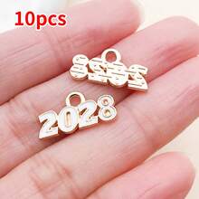 10个9x18毫米2028数字吊坠套装 – 现代简约锌合金数字吊坠，可用于DIY手链、项链和耳环 – 亮丽珐琅饰面，是完美的生日和毕业礼物 - 彩色 - 查看 13