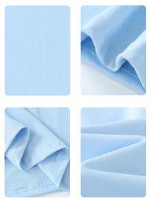 女童圆领短袖印花标语休闲T恤，春夏款 - 淺藍色 - 查看 4