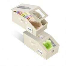 Almacenamiento apilable para gorras de béisbol 2 piezas cajas de almacenamiento de sombreros para clóset con capacidad para hasta 30 gorras con cartón organizador de sombreros para mujeres y-0002 - Beis - Ver 7