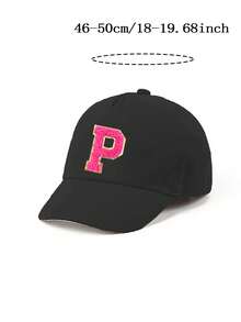 1pc Kids 26 Letters Baseball Cap Gold Thread Embroidered Letter Design Style Baby Boy Girl Sun Hat 1-3 Years Old - Black - View 12