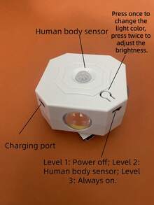1pc ABS Material, USB Rechargeable (Built-In 3.7V-400mAh Battery), Motion Sensor RGB 7-Color Gradient 4-Head Wall Washer Light, With 3-Level Adjustable Switch, Available In 1pc/2pcs/4pcs Set, Suitable For Bedside, Backdrop, Living Room, Bedroom, Holiday Party Decoration - one-size - View 11