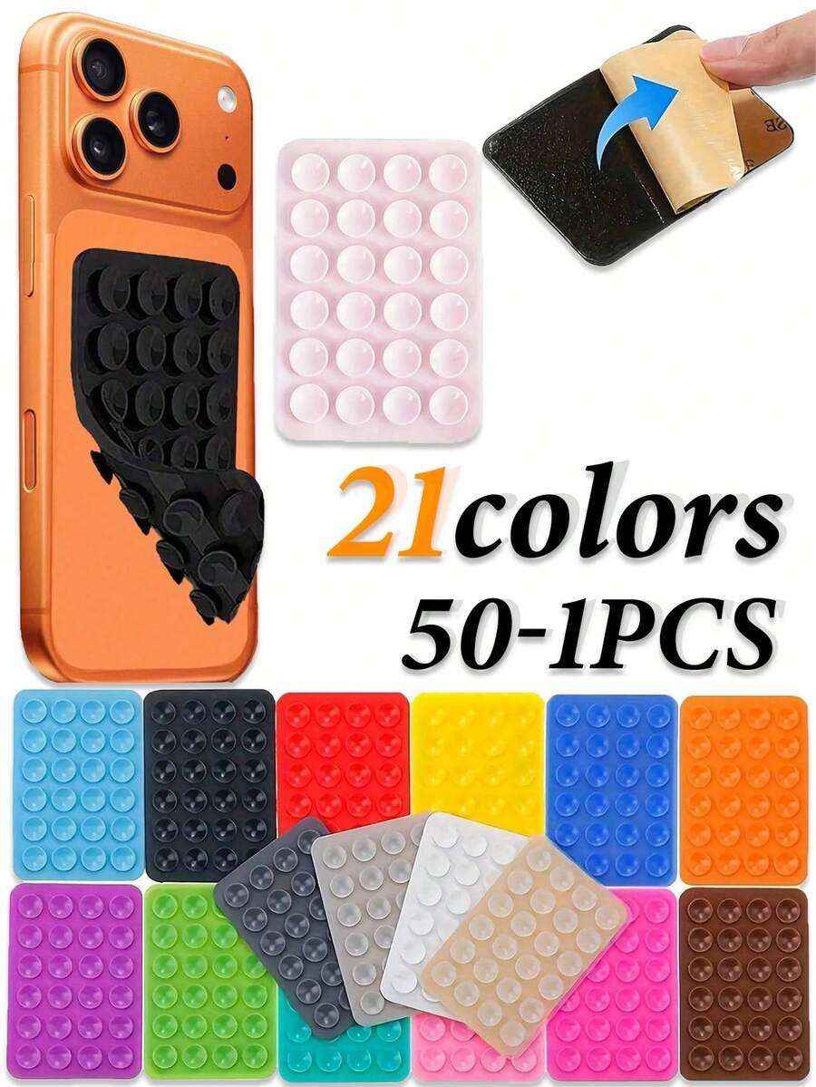 10/5/4/3/2/1 Pcs Silicone Phone Suction Cup With 24 Adhesive Pads, Easy To Disassemble And Clean, Enhances Grip, Suitable For Various Mounting Surfaces