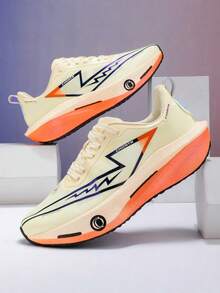 L.S.W.P 男士透气公路跑鞋 - 减震耐磨鞋底,EVA 缓冲,轻质低帮运动鞋,条纹设计,适合健身、慢跑和日常穿着,时尚运动风格,配有 EVA 软鞋垫 - 白色 - 查看 7