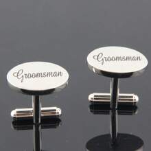 1 paire de boutons de manchette en cuivre à motif géométrique, série mariage printemps/automne, convient pour le marié, le beau-père, la belle-mère, les frères et sœurs, accessoires pour manchettes de chemise française - Argent - Voir 5