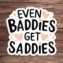 1张“坏人遭殃”贴纸，可爱爱心笔记本电脑贴纸，积极语录乙烯基贴纸，心理健康礼物，防水可撕贴水瓶贴纸 - S2001 - 查看 10