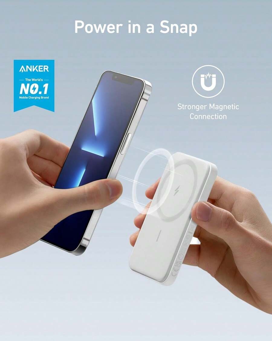 Fast Charging Magnetic Wireless Power Bank 20W High-Speed Slim 5000mAh Portable Charger With USB‑C Dual Input & Output Compatible With IPhone & Android Devices For Travel Valentine's Day Gift