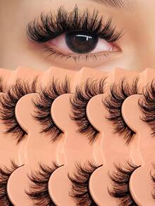 Asiteo 7对装蓬松卷翘猫眼假睫毛，自然浓密仿貂毛睫毛，奢华浓密效果，可重复使用且易于佩戴 - 濃密款 - 查看 1