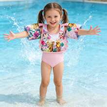 Kids Cartoon Character Swim Vest With Arm Floats - & Cute Water Buoyancy Aid Tool For Beach/Pool - Multicolor - View 4