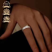 1 chiếc nhẫn bạc 925 cao cấp, kiểu dáng tối giản, hình vuông độc đáo, thanh lịch dành cho nữ, thích hợp cho kỳ nghỉ, tiệc tùng, đám cưới. - Bạc - Xem 7