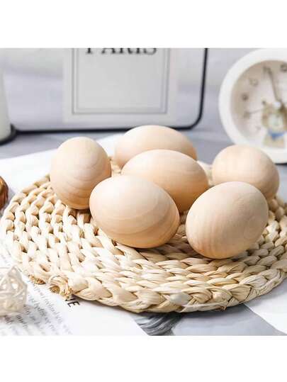 3 st återanvändbara omålade påskägg i trä, handgjorda hantverk för vårpåsk, mors dag, Thanksgiving-dekoration, gör-det-själv-målning och dekoration, heminredning, födelsedags- och högtidsdekoration