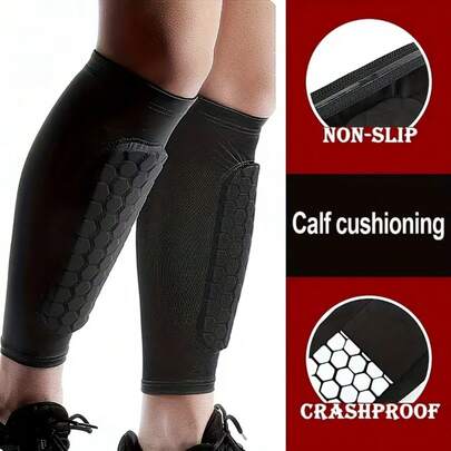1pc Honeycomb Collision-Proof Football Shin Guard, Unisex Football Compression Sleeve With Honeycomb Pad, Non-Slip Leg Sleeve With Honeycomb Pad, Lightweight, Suitable For Baseball, Football, Basketball, Running, Fitness, Boxing, Taekwondo, Mountain Biking, Breathable Sports Protective Gear, Football Shin Guard Accessory, Lightweight Shin Protection Equipment, Football Accessory, Sports Equipment, Daily Use, Competition Gear, All Season, Suitable For Men And Women