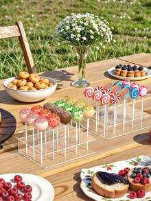 20/15 Loch Acryl transparenter Cake Pop Ständer, Süßigkeitenstiel Präsentationsständer für Hochzeit, Geburtstag, Halloween Dekoration, Cake Pop Präsentationsständer, transparenter Acryl Kuchenständer, Dessert Präsentationsständer, Geburtstags Party Dekoration Tisch - Verschiedenfarbig - Übersicht 3