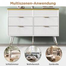 Cassettiera/credenza in vetro ambrato, 6 cassetti con divisori, mobile alto e stabile per camere da letto e soggiorni, 120 x 40 x 76 cm, bianco - Bianco - Visualizzare 9