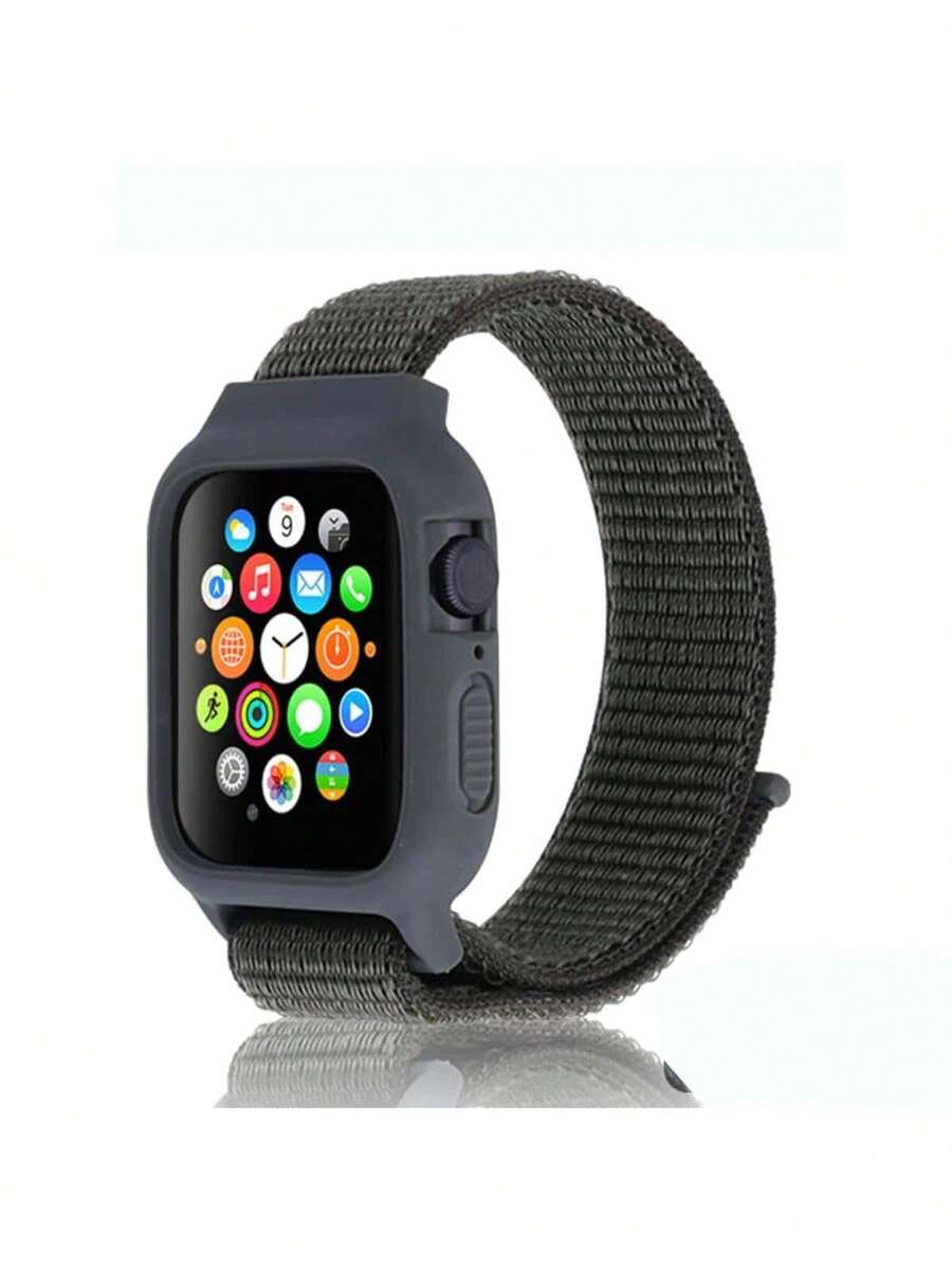 SMART WATCH MX Correa para Apple Watch Nylon/Case Protector SE/7/6/5/4/3/2/1 - Gris - Ver 1