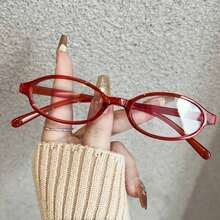 Fashion Oval Frame Transparent Lens Women's Glasses, Transparent Design, Party Accessories,  Computer Goggles, Casual Dress Decoration - Small Size - 棕色 - 查看 7