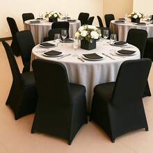 20/40/60/120pcs Stretch Spandex Folding Chair Cover Folding Kitchen Chair Cover, Universal Washable Sofa Cover Protective Cover, Detachable Chair Cover, Suitable For Wedding Party Restaurant Banquet Events - màu đen - Xem 5