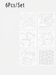 6Pcs/Set Student Drawing Template Exercise Brain And Hands On Skills Durable And Sturdy Gear Flower Pattern Hand Drawing Course Cute Simple White Durable - Multicolor - View 4