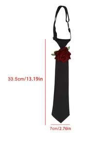 Men's/Women's Gothic Red Rose Tie, Dark Romantic Party Accessories - Multicolor - View 4