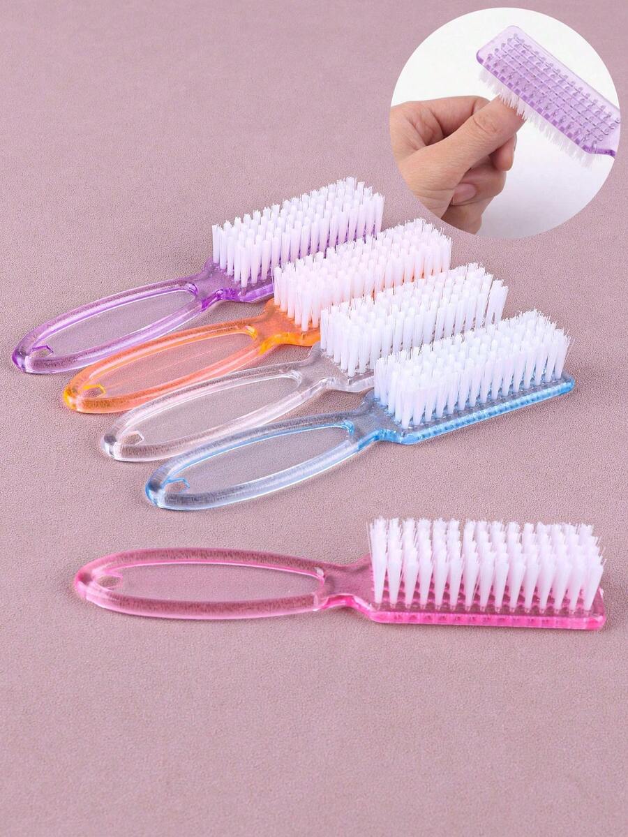 Transparent Long Handle Nail Brush - Plastic Nail Duster Brush With Handle, Multi-Functional Soft Bristle Straight Handle Nail Duster Brush, Square Head Nail Brush, Duster Brush - Multicolor - View 1