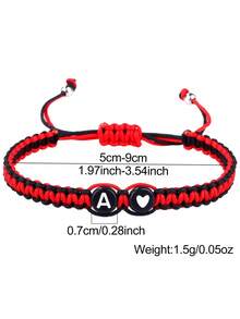 1pc Black & White Heart And 26 Letter Braided Bracelet, Minimalist Versatile Heart Couple Jewelry Bracelet - Bracelet - View 3