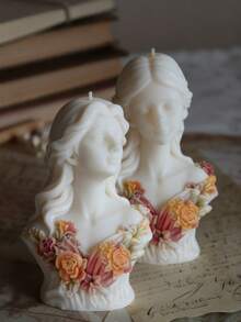 1个浪漫3D女神肖像硅胶模具 | 耐热、易脱模、可重复使用，适用于DIY蜡烛/石膏/树脂/肥皂 - 情人节/母亲节家居装饰、女士礼物、艺术蜡烛的理想之选 - A - 查看 4