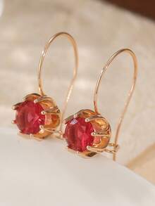 一对复古嘻哈风耳环，镶嵌合成立方氧化锆，多层铜质花卉设计，女士复古首饰，适合日常和节日佩戴 - 金色 - 查看 9