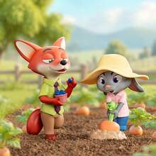 Miniso Bộ sưu tập tượng nhỏ Judy/Nick trong phim Zootopia của Disney - Chất liệu nhựa, thiết kế theo chủ đề hoạt hình, trang trí cảnh vật, trang trí nhà cửa/Bộ sưu tập hộp bí ẩn/Sản phẩm Zootopia/Quà tặng (Ngẫu nhiên 1 chiếc) - Nhiều màu - Xem 5