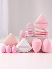 16件套化妆工具套装，包括：2个化妆海绵+4个迷你化妆海绵+4个三角粉扑+4个迷你气垫粉扑+2个气垫粉扑 - 彩色 - 查看 14