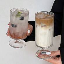 1个350毫升创意条纹直筒果汁杯，氛围高脚玻璃杯，鸡尾酒杯，优雅饮料杯，气泡水杯 - 彩色 - 查看 7