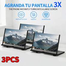 Amplificador de pantalla universal con soporte de teléfono, HD anti-reflejo anti-fatiga ocular, ajustable en ángulo plegable, para ver películas videos en hogar oficina y al aire lib - Negro - Ver 12