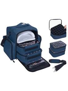 Cutie de depozitare pentru ojă cu 90 de sticle, poate conține până la 90 de sticle (15 ml/0,5 oz), cu 3 buzunare detașabile și 4 buzunare cu fermoar, ideală pentru pasionații de nail art și manichiuriste. Cadou excelent pentru femei, cadou de Crăciun, cadou pentru femei. - Multicolor - Vizualizare 21