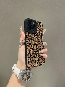 1个时尚蝴蝶结豹纹图案黑色哑光质感TPU保护手机壳，适合作为送给男朋友/女朋友的礼物，兼容苹果、OPPO、vivo和其他安卓手机 - 彩色 - 查看 2