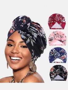 1pc Women's Twisted Braid Elastic Cap Headwrap Soft  Hat, Suitable For Daily Wear - Printed Style - View 5