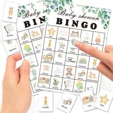 Bộ trò chơi Bingo 33 món cho tiệc mừng em bé, dành cho 24 người chơi, trò chơi tiết lộ giới tính em bé trung tính, bộ bài Bingo chủ đề bạch đàn đã được điền sẵn, trò chơi quà tặng cho tiệc mừng em bé. - màu xanh lá - Xem 3