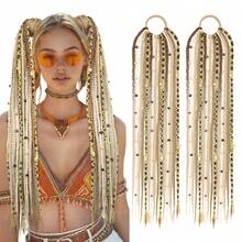 2pcs Bohemian Style Braided Hair Scrunchies, 20 Inch Long Viking Braid Hair Ties, Suitable For Holiday Makeup & Costume - Multicolor - View 1