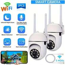 1pc 1080P Full HD 360° Panoramic Wireless WiFi Smart Security Camera, Dual-Way Audio, Pan/Tilt/Zoom, Night Vision, Motion Tracking, Suitable For Elderly Care, Pet Monitoring, Construction, Indoor/Outdoor Use - White - View 14