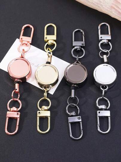 1pc Anti-Theft Retractable Metal Key Chain, Elastic Key Holder Clip For Nurse/Office/Student ID, Hiking Carabiner, Unisex Car Key Chain Gift