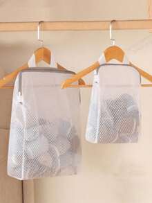 1pc Honeycomb Mesh Zipper Laundry Bag, Wardrobe Lingerie Storage Bag, Dorm Wall Hanging Net Pouch For Delicate Clothes, Socks, Underwear, Machine Washable Rectangular Storage Organizer - Multicolor - View 5