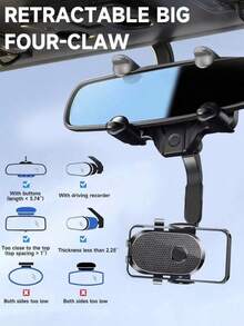 Adjustable Automobile Phone Cradles New Version Car Rearview Mirror Gravity Navigation Phone Holder 1pc Valentine's Day Gift - Black - View 5