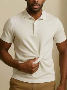 Polo Shirt, Wrinkle-Free, Smart Dry Fit Fabric, Cool Mesh, Professional Tennis Shirt, Sweat-Resistant, T-Shirt With Buttons. - trắng - Xem 2