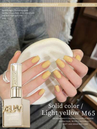XEIJAYI 1 Bottle 15ml Unscented Yellow Gel Nail Polish, UV/LED Removable, Green Series, Perfect Gift For Autumn/Winter