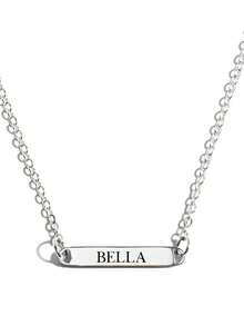 1pc Customized Name Plate Necklace, Minimalist Stainless Steel Name Plate Necklace Suitable For Daily Wear, Women's Necklace, Customized Name Necklace, Valentine's Day Gift For Her, Ramadan, Birthday, Anniversary, Back To School, Mother's Day Personalized Gift - Multicolor - View 9