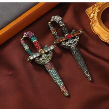 1 Baroque Rhinestone Medieval Knight Sword Design Brooch Suit Coat Clothing Accessories Holiday Party Couple Gifts Classy - Style1 - 查看 10